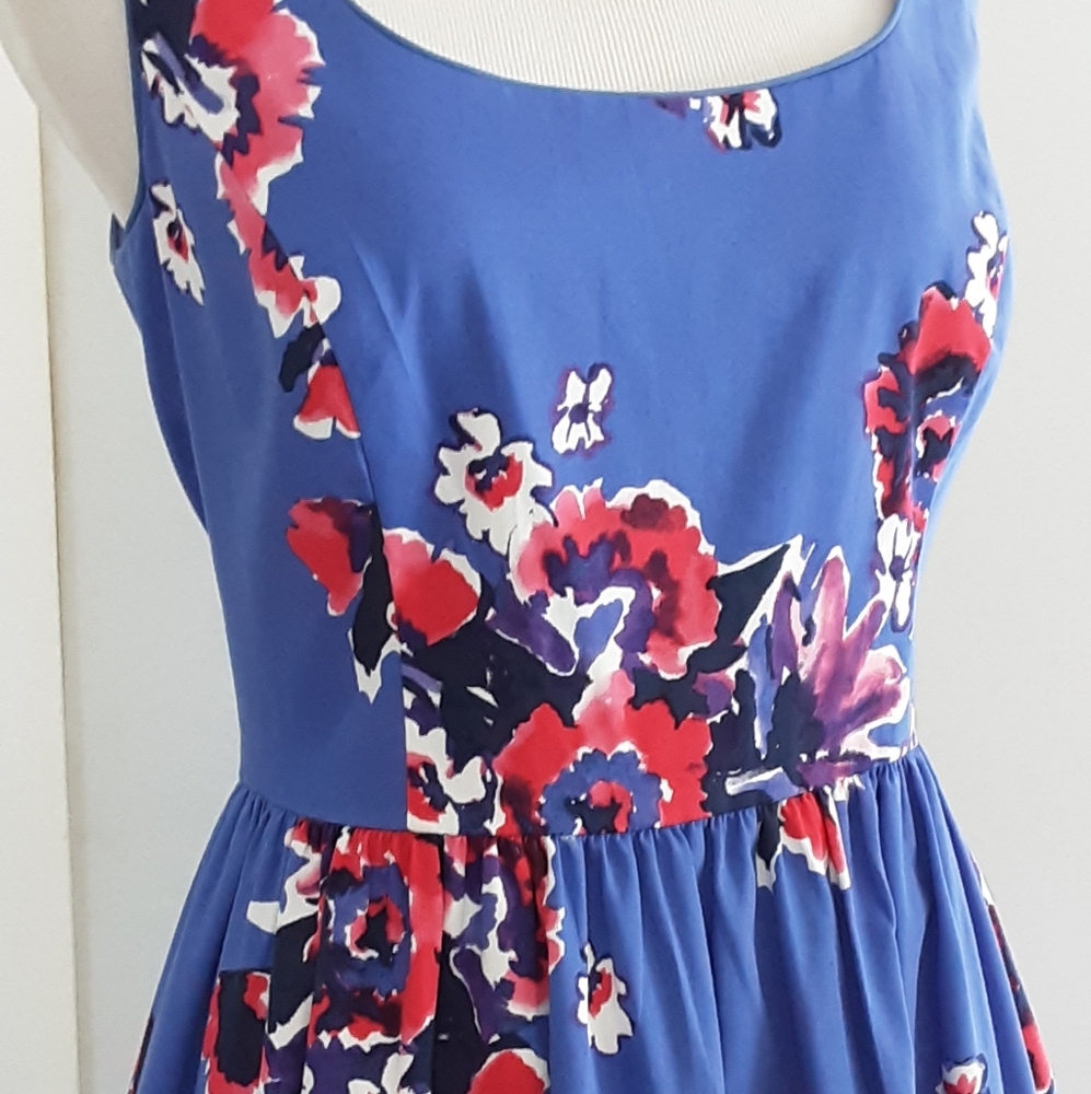 DONNA MOGAN Pin-Up Moonlit Garden Cotton Fit Flare Dress Sz 10 - Picture 5 of 10